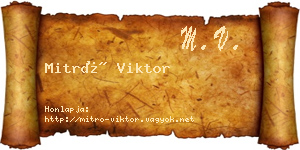 Mitró Viktor névjegykártya